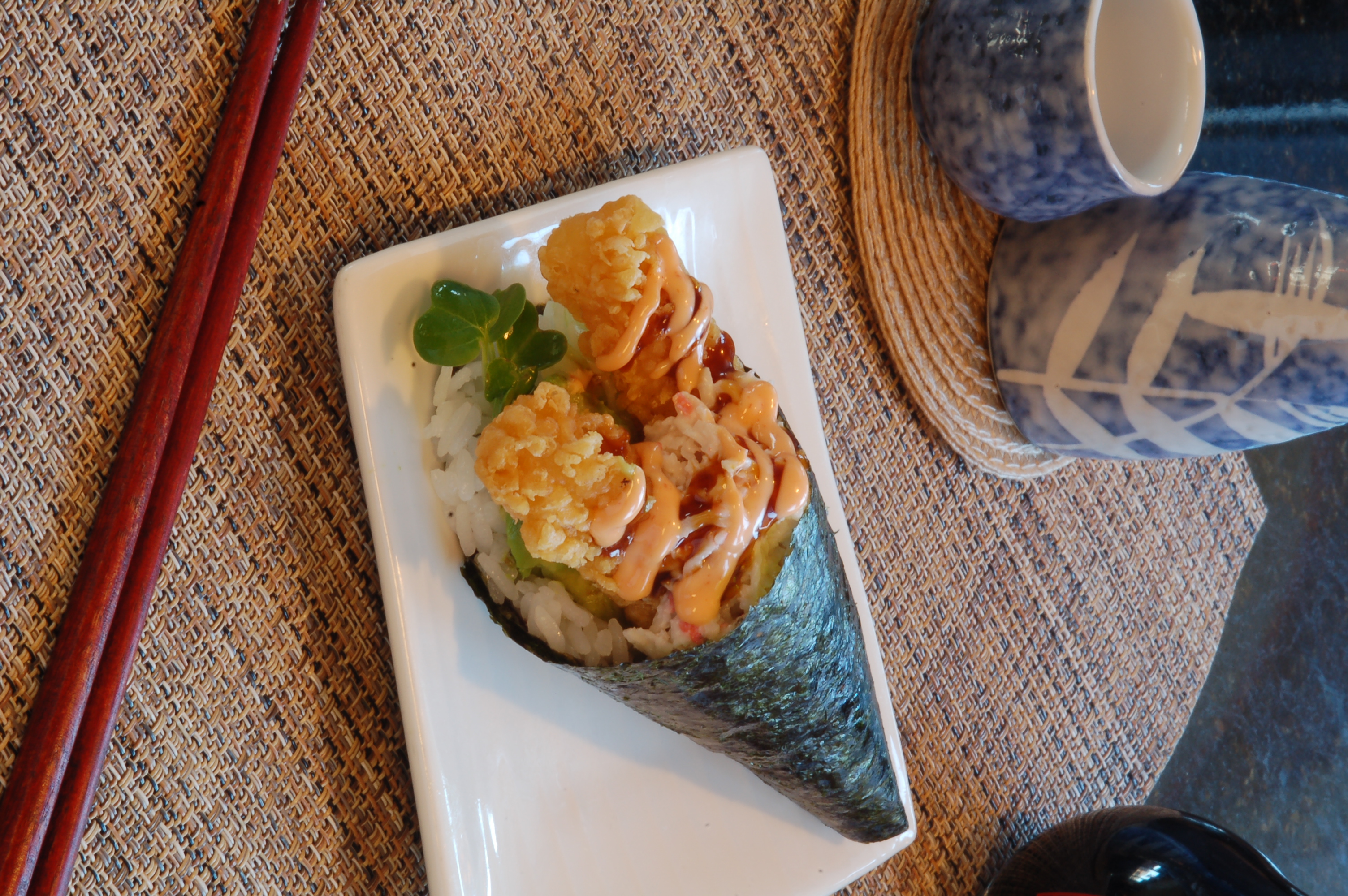 Order Fried Shrimp Hand Roll food online from Sushi Town store, Beaverton on bringmethat.com