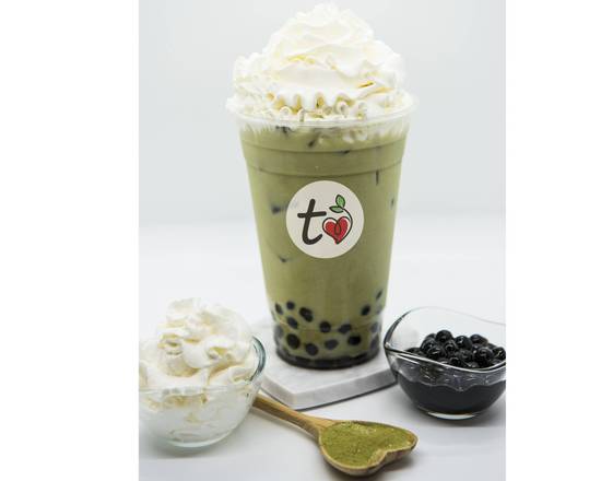 Order Matcha Milk Tea (w/ honey boba & whipped cream) food online from Tealove store, Fontana on bringmethat.com