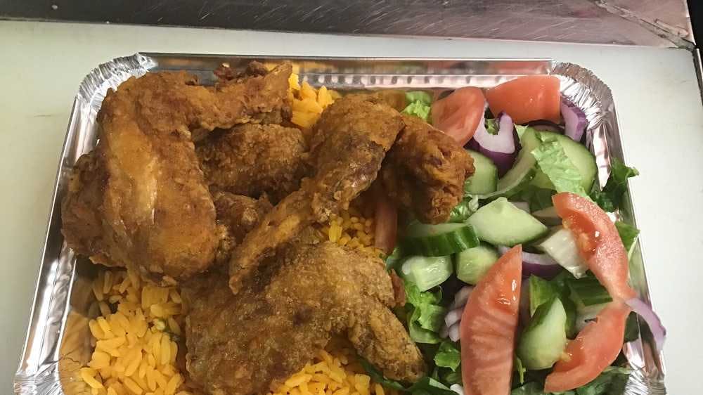 Order Chicken Tendor with Rice & Salad - 2 Pieces food online from Super Kennedy Chicken store, Bronx on bringmethat.com