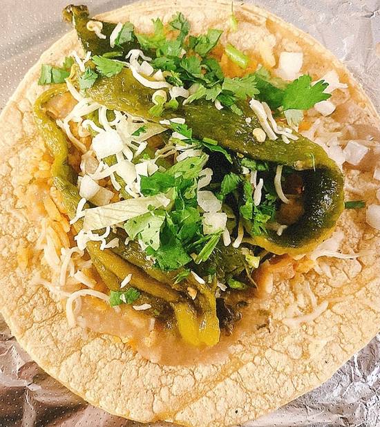 Order Vegetarian Poblano Taco food online from Flacos Tacos store, Chicago on bringmethat.com
