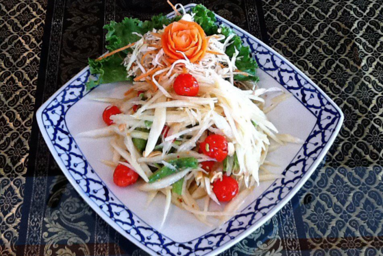 Order Vegetarian Papaya Salad food online from Bangkok House Authentic Thai Restaurant store, Eatontown on bringmethat.com