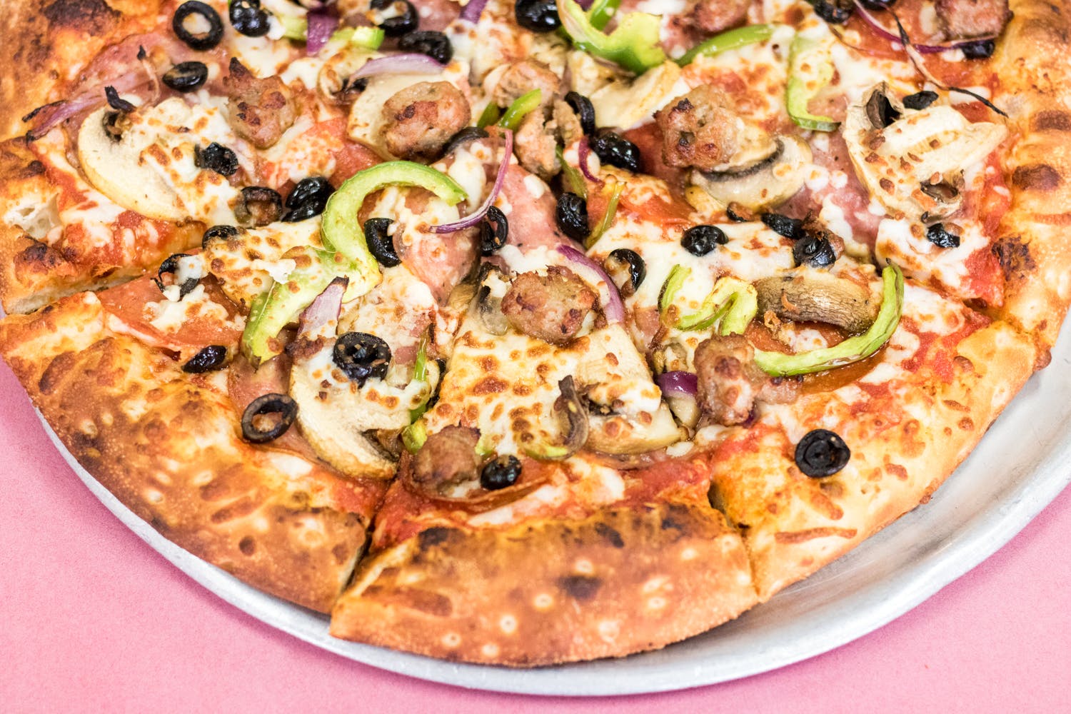 Order The Works Pizza - Personal 8'' food online from Happy Pizza store, Manteca on bringmethat.com