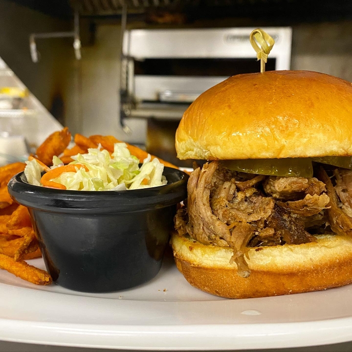Order Pulled Pork Sandwich food online from Stoney Point Grill store, Mokena on bringmethat.com