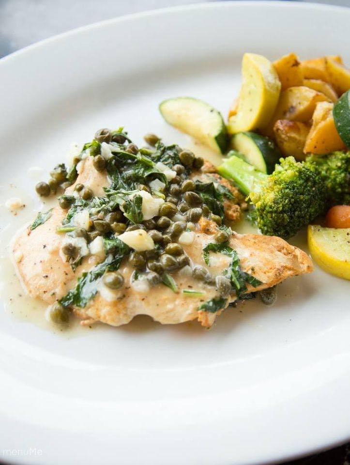 Order Chicken Piccata - Entree food online from Franklin Street Cafe store, Redwood City on bringmethat.com