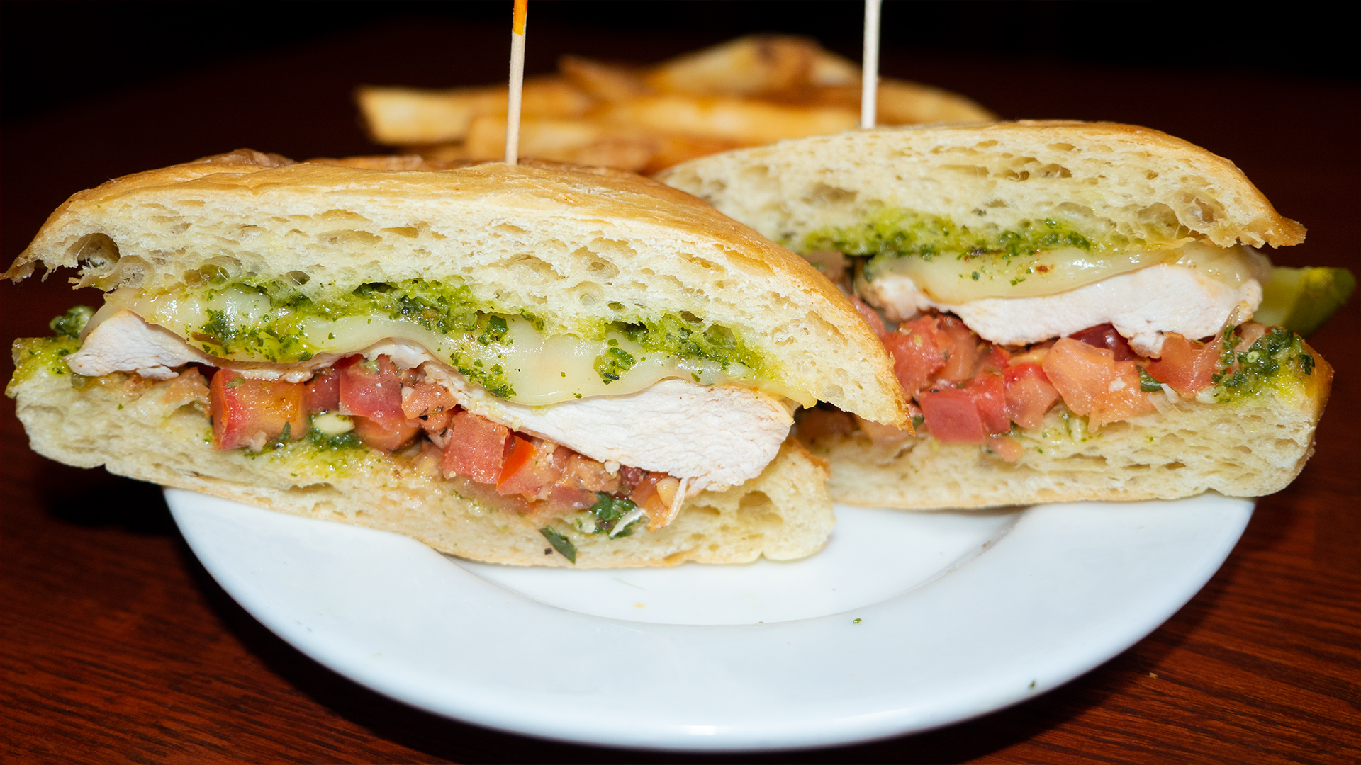 Order Pesto Chicken Sandwich food online from Anyway Pub store, Oakbrook Terrace on bringmethat.com