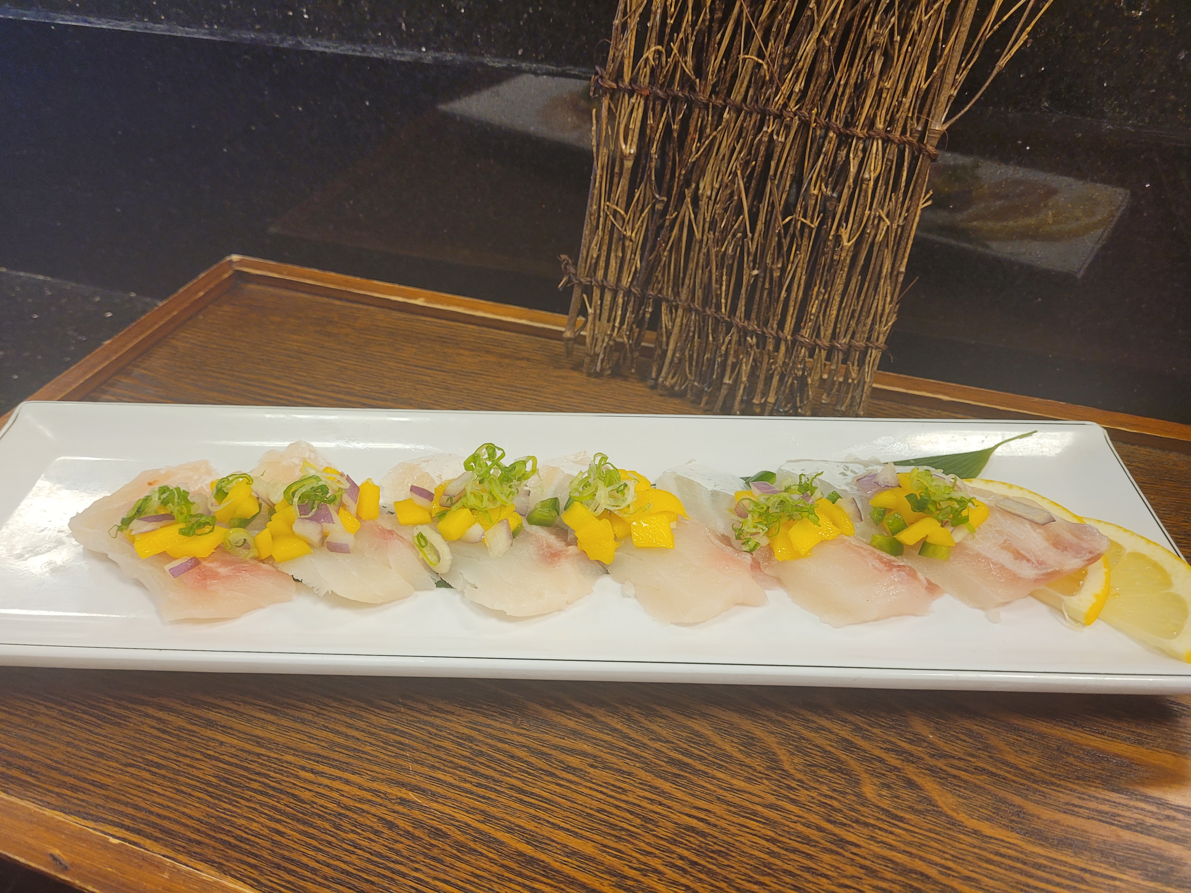 Order Red Snapper with Mango Salsa food online from Hi Sushi store, Bakersfield on bringmethat.com