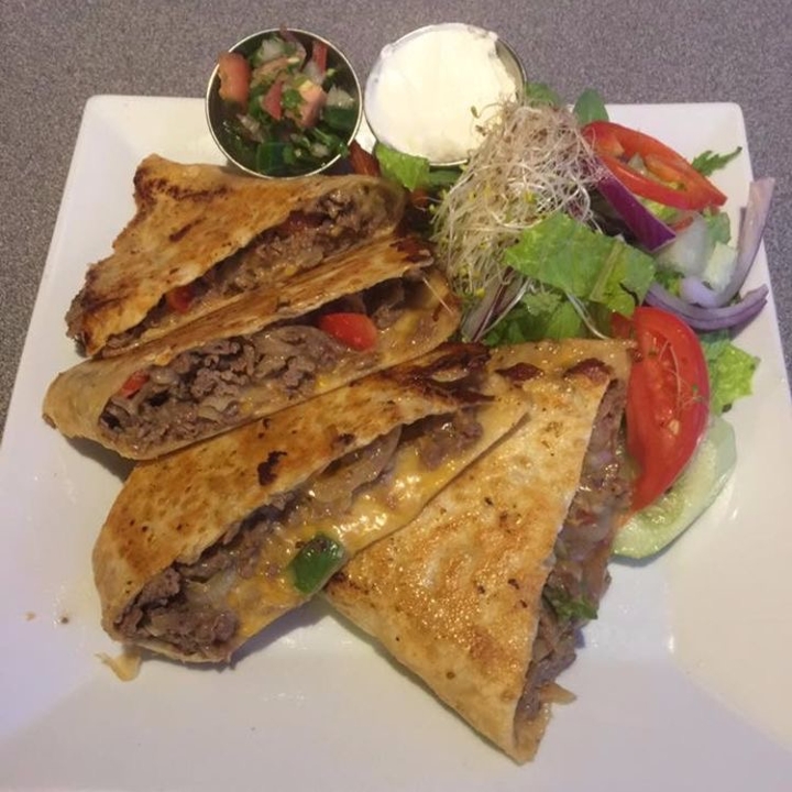 Order BEEF QUESADILLA food online from Meeting Street Cafe store, Providence on bringmethat.com
