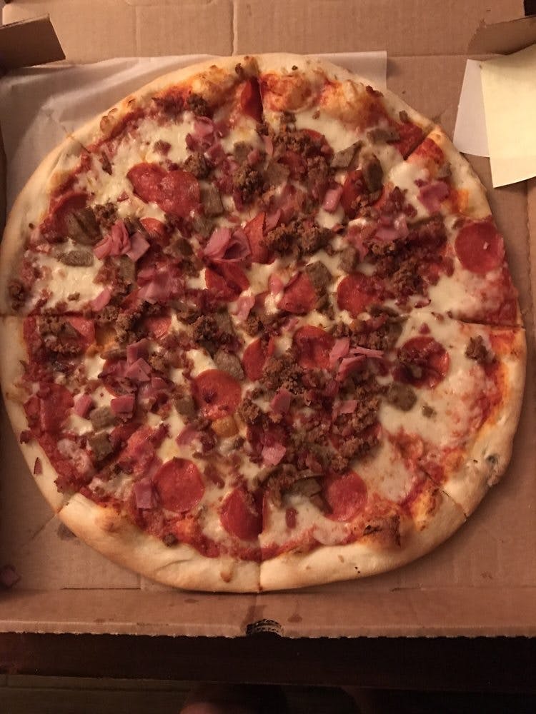Order Meat Lover's Pizza - Small 10'' (4 Slices) food online from Ducatis Pizzeria & Trattoria store, Myrtle Beach on bringmethat.com