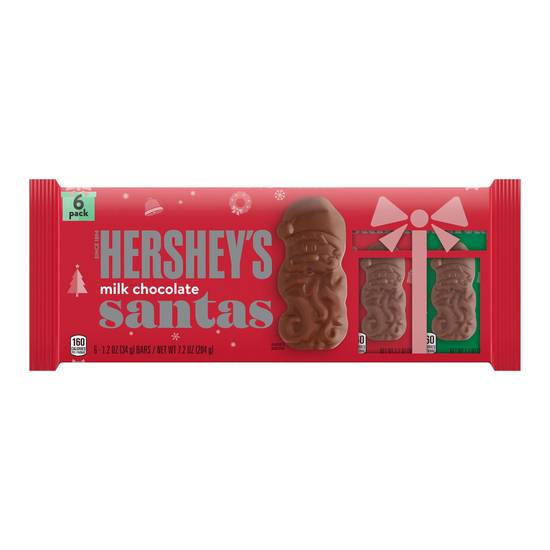 Order HERSHEY'S Milk Chocolate Santas Candy, Christmas, 1.2 oz, Packs (6 Count) food online from CVS store, ROSLINDALE on bringmethat.com