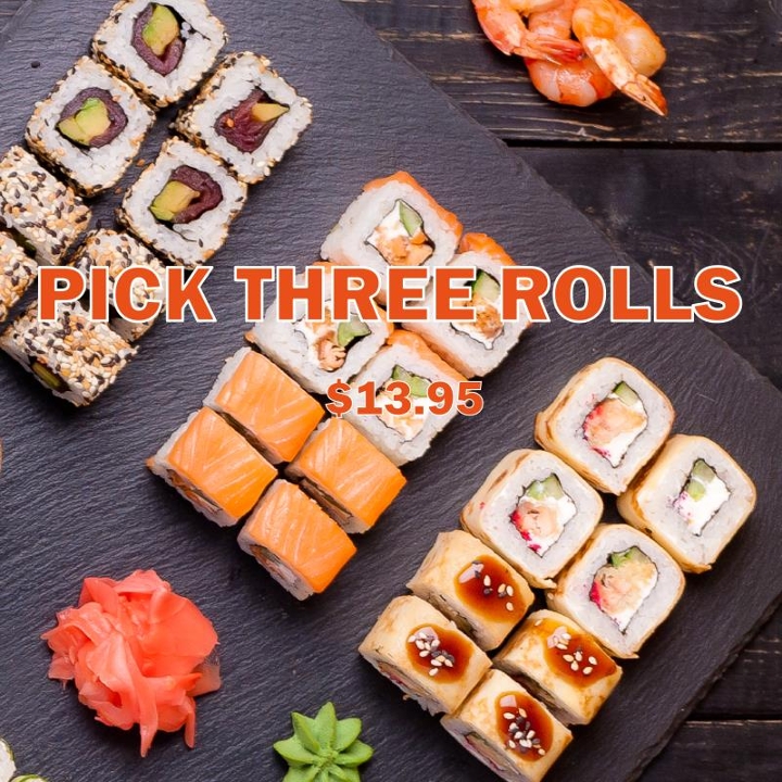 Order Pick Three Rolls food online from Poke Cafe store, North Charleston on bringmethat.com