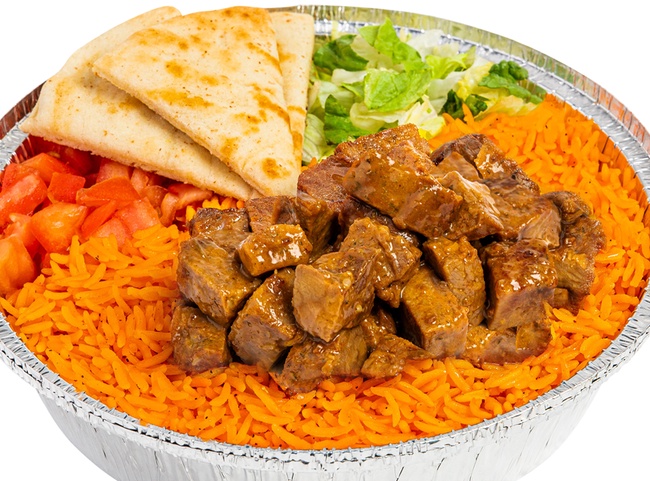 Order Savory Herb Beef Platter food online from The Halal Guys store, Vestal on bringmethat.com