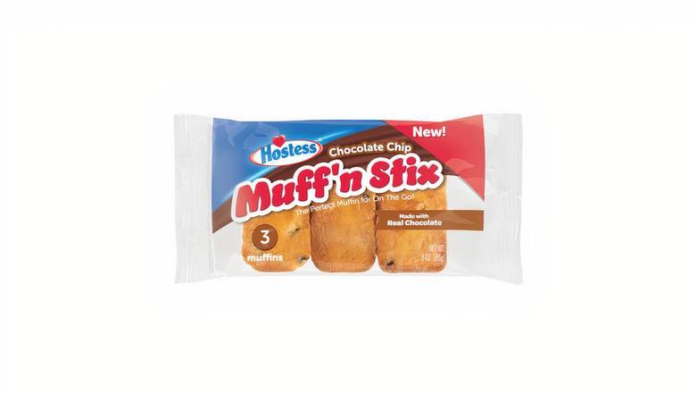 Order Hostess Chocolate Chip Muff'n Stix, 3 count food online from Mac On 4th store, Alton on bringmethat.com