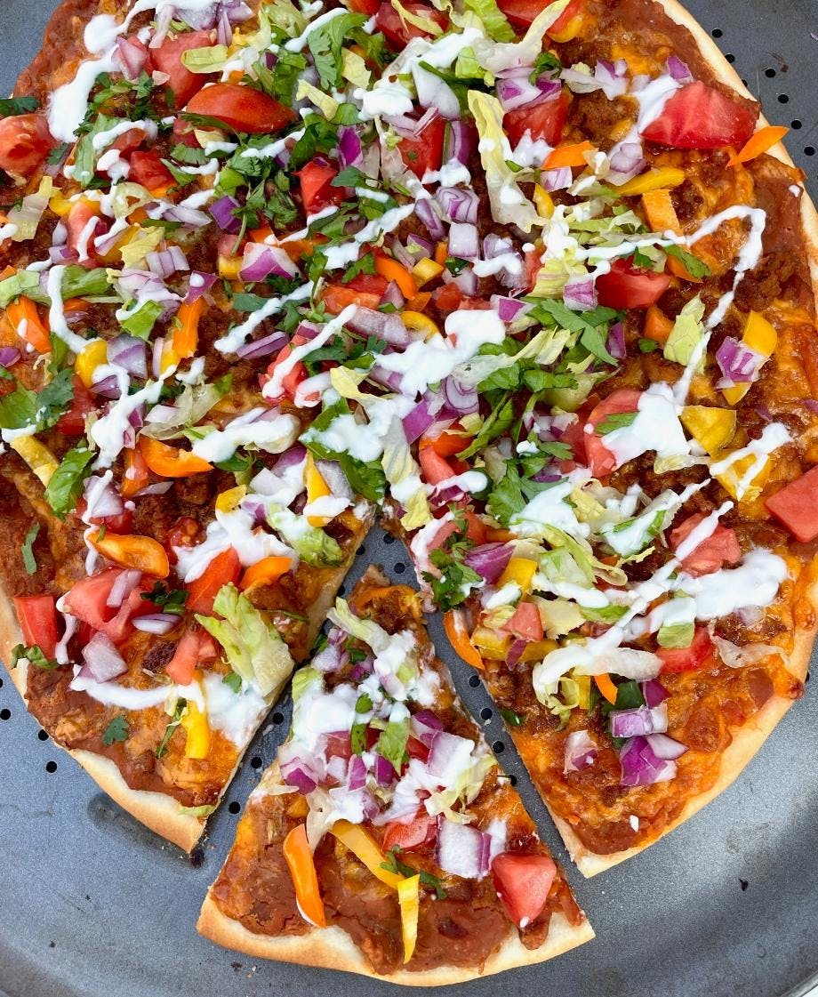 Order Mexican Taco Pizza - Pizza food online from Junior's Pizza & Subs II store, Boonton on bringmethat.com