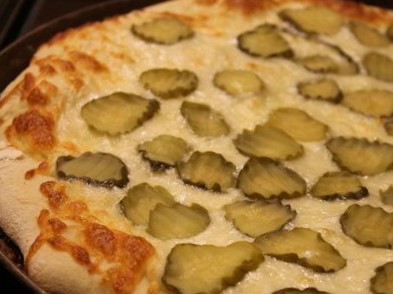 Order Large Garlic Pickle Pizza food online from Tony's Pizzeria store, New Hartford on bringmethat.com
