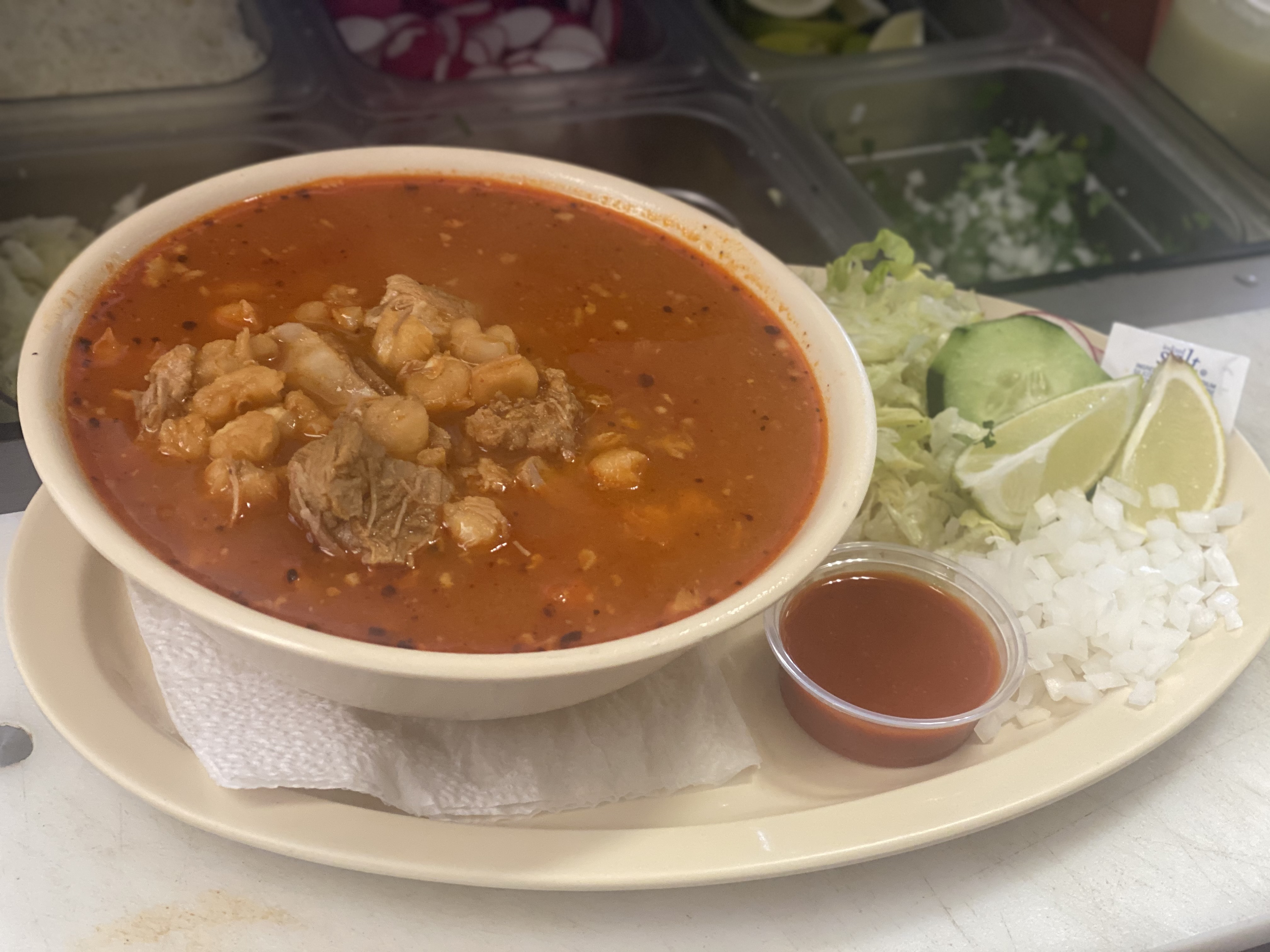 Order Pozole food online from Tacos More store, Mira Loma on bringmethat.com