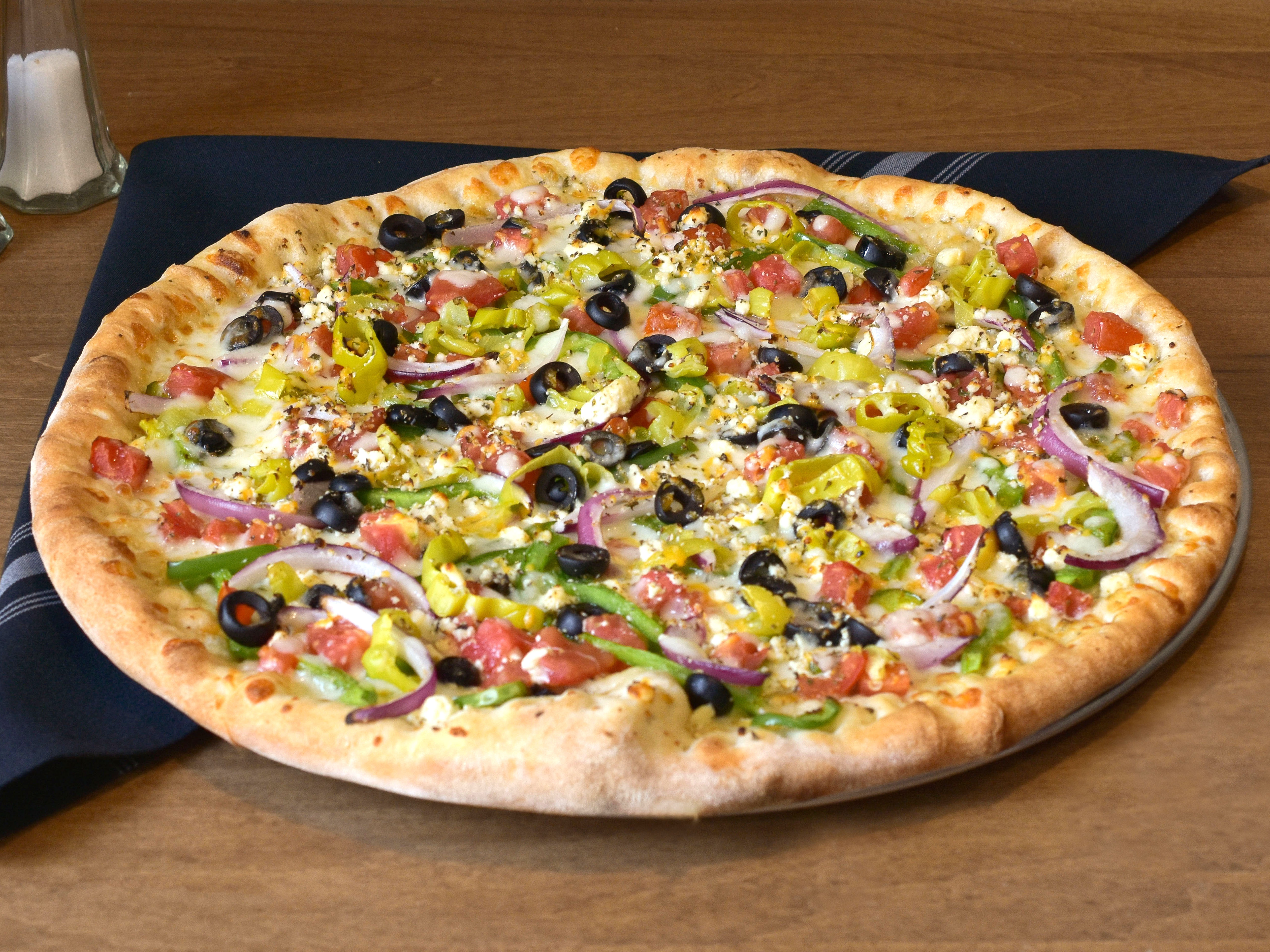 Order The Greek Pizza food online from The Greek Taverna store, Richmond on bringmethat.com