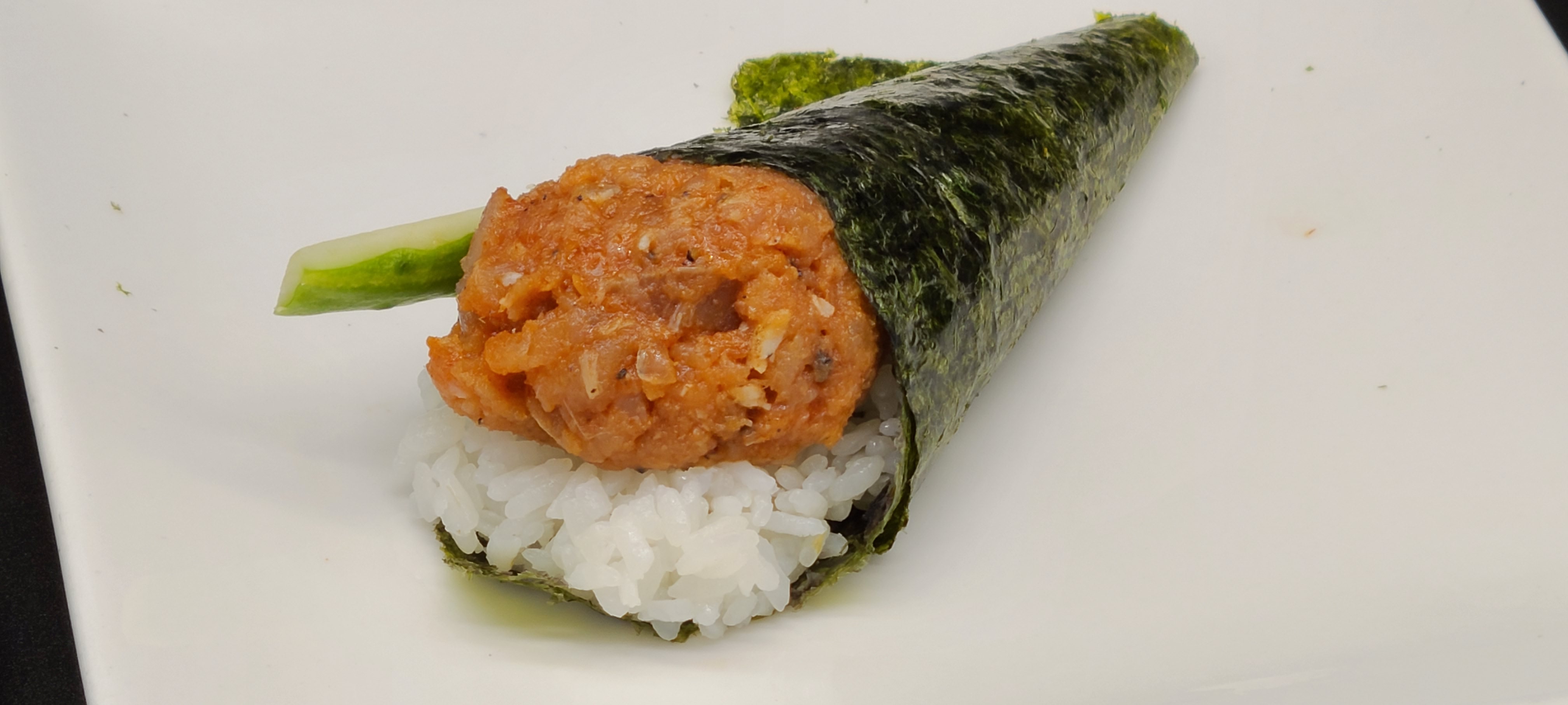 Order H6. Spicy Albacore Hand Roll food online from Hello Sushi store, Fullerton on bringmethat.com