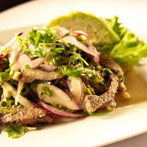 Order Nuea Num Tok Salad food online from Bai Tong Thai Restaurant store, Issaquah on bringmethat.com