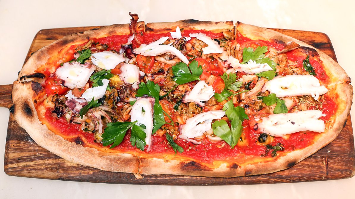 Order Seafood Pizza food online from Blue Seafood Bar store, New York on bringmethat.com