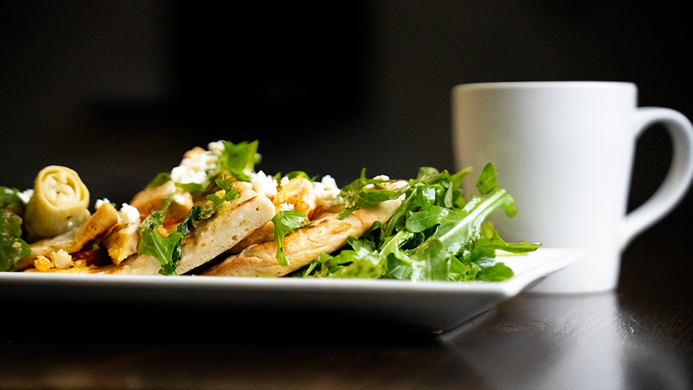 Order Chicken and Arugula Flatbread food online from Lily And Liam Bistro store, Rio Rancho on bringmethat.com