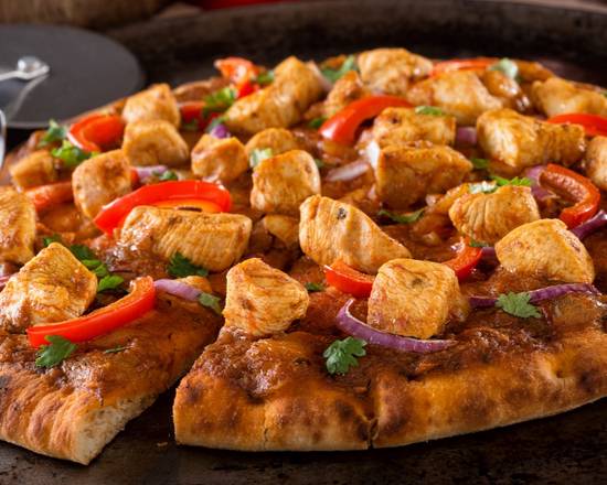 Order Apna Spicy Butter Chicken Pizza food online from Apna Fusion Pizza store, Sunnyvale on bringmethat.com