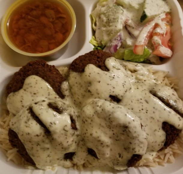 Order Falafel Platter with Rice food online from Aladdin's Kitchen store, Washington on bringmethat.com