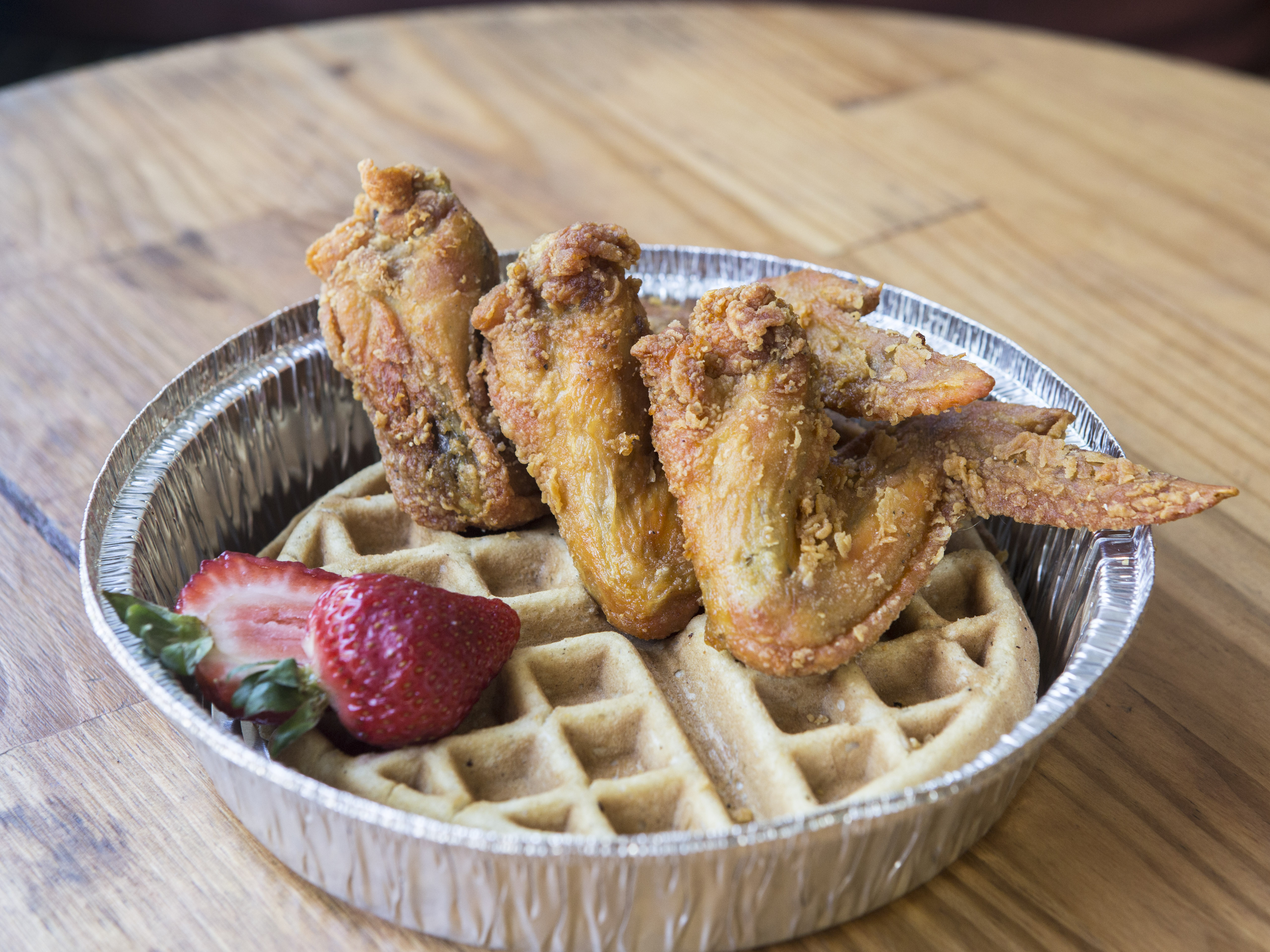 Order 3 Piece Chicken Wings and Waffle food online from A Taste of Seafood store, New York on bringmethat.com