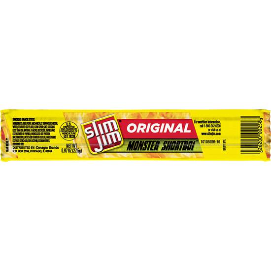 Order Slim Jim Monster Shortboi Original Smoked Snack Stick food online from Exxon Food Mart store, Port Huron on bringmethat.com