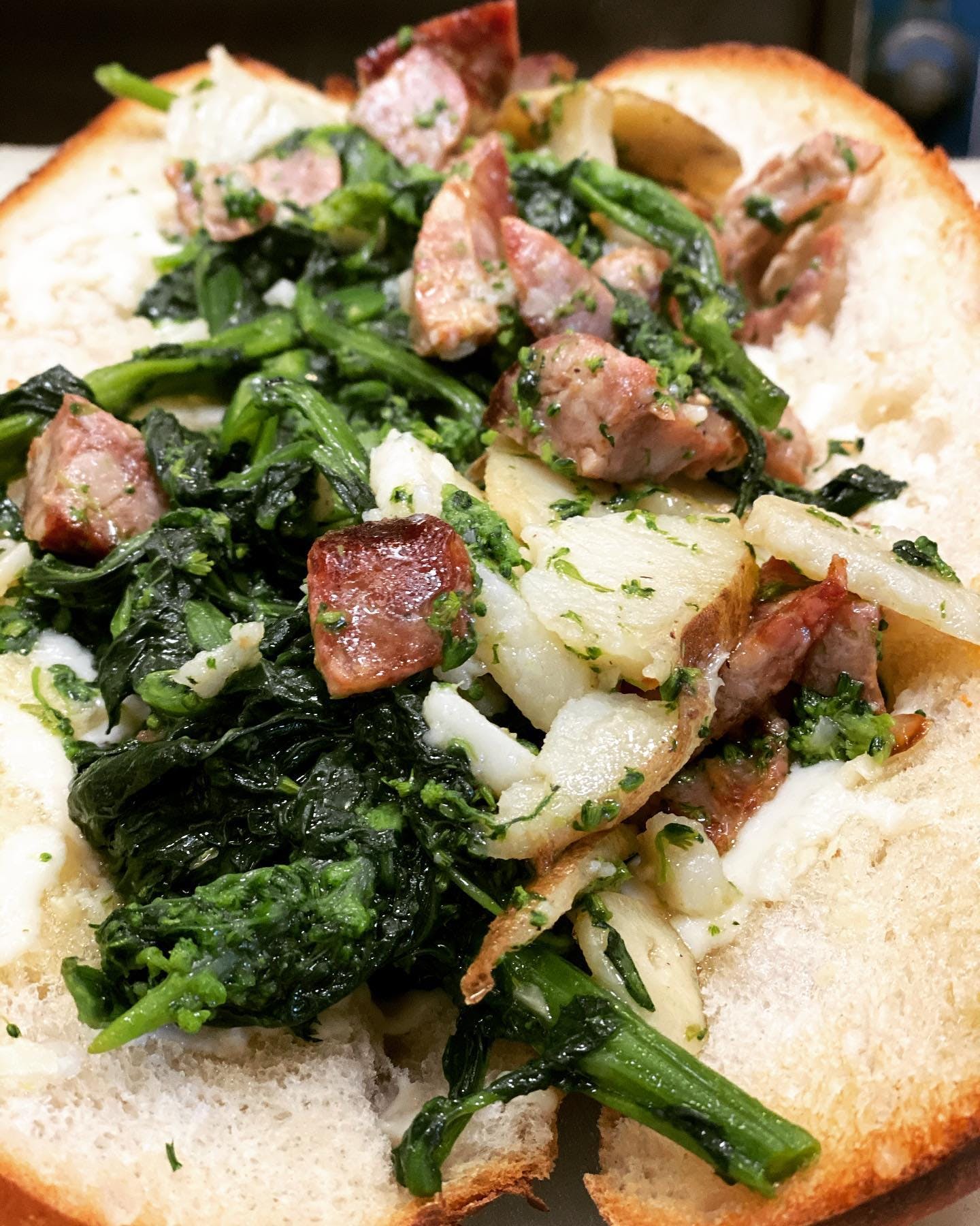 Order Sausage & Broccoli Rabe Panini - Panini food online from Linda's Pizza & Restaurant store, Manchester Township on bringmethat.com