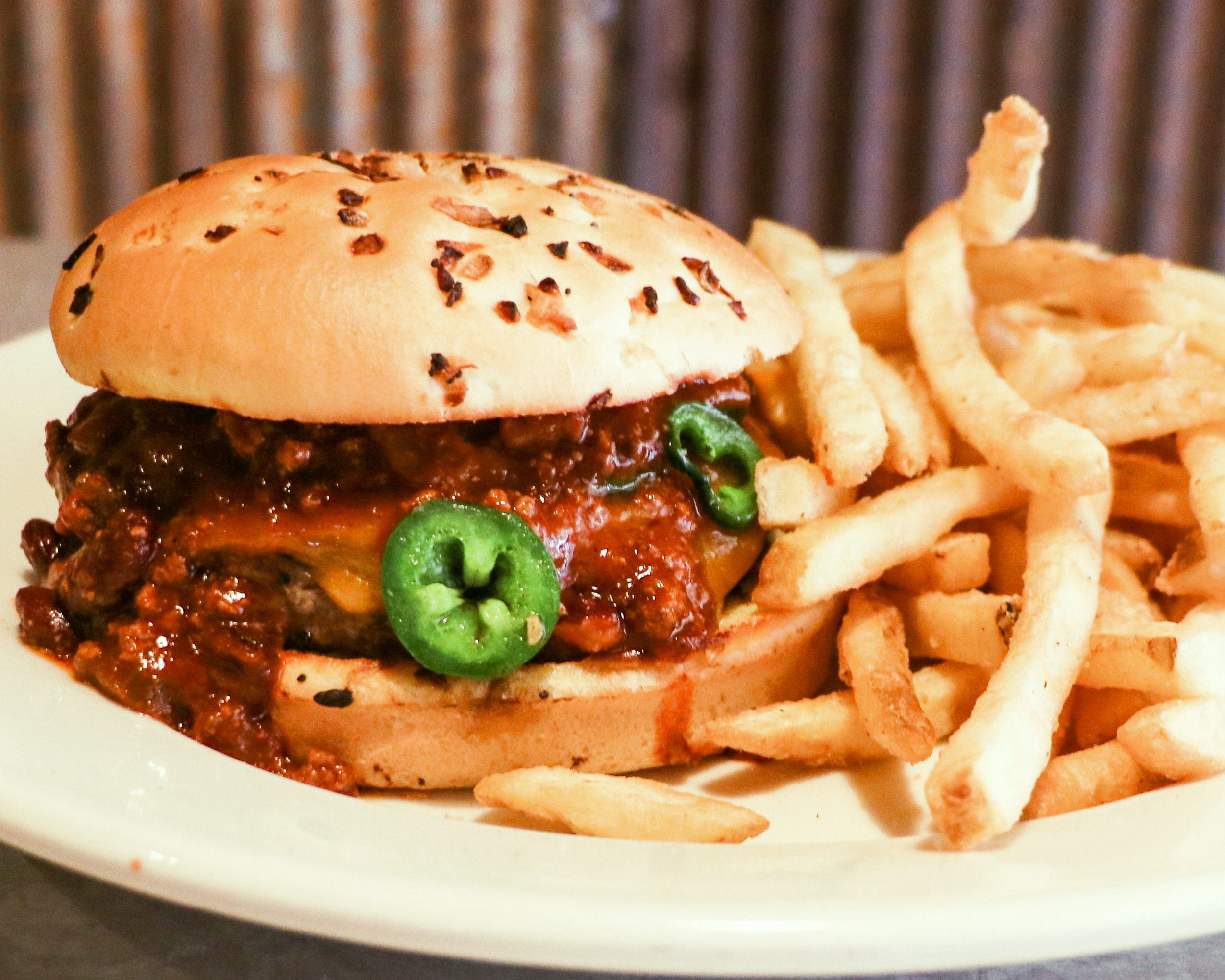 Order Bison Chili Cheeseburger food online from Scotty's brewhouse store, Bloomington on bringmethat.com