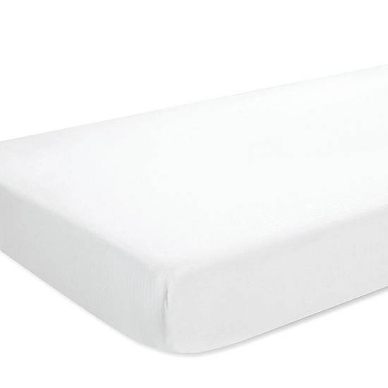 Order aden + anais™ essentials Muslin Fitted Crib Sheet in White food online from Bed Bath & Beyond store, Lancaster on bringmethat.com