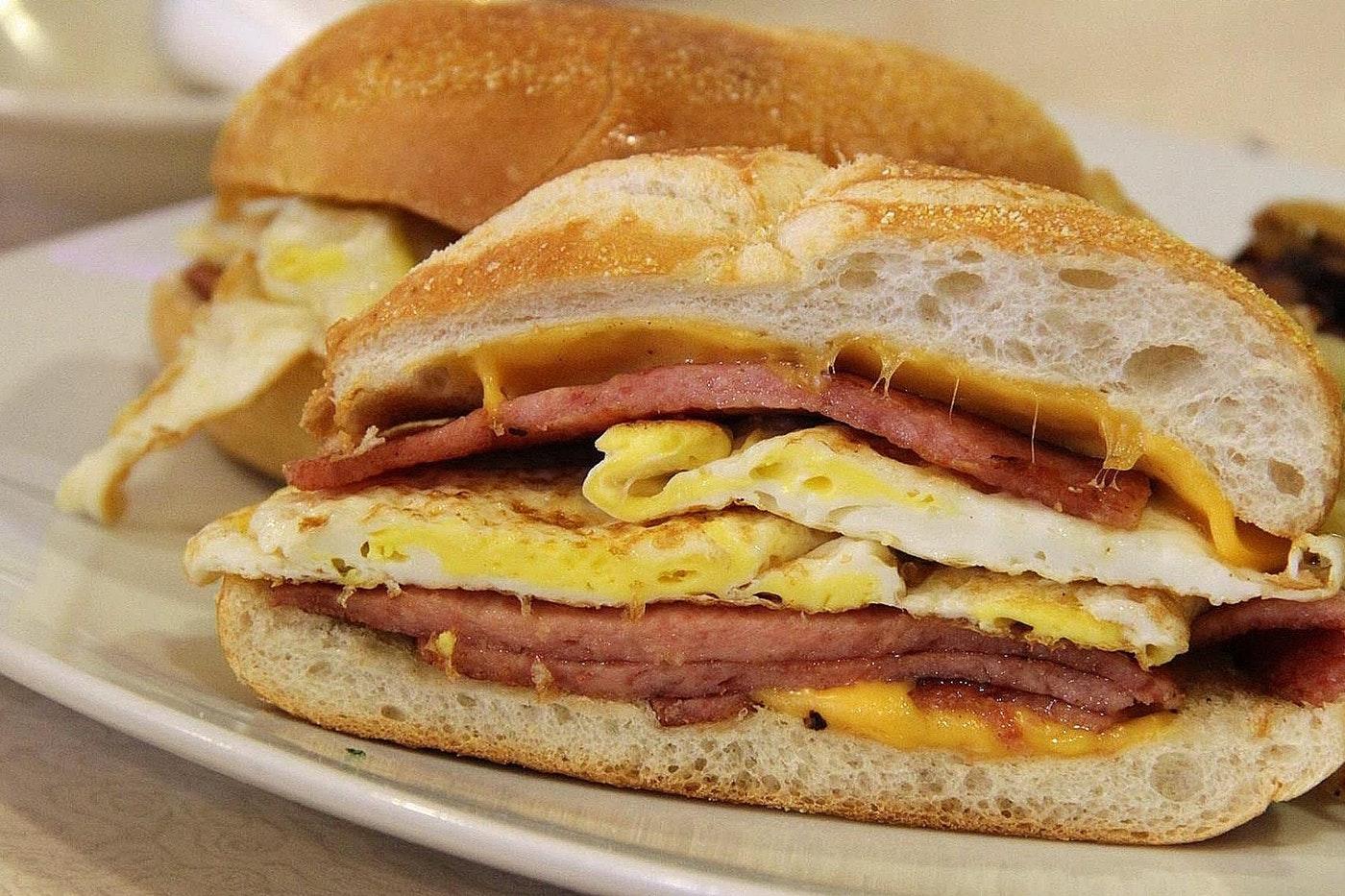 Order Pork Roll Egg and Cheese Sandwich food online from Sal Deli store, Monroe on bringmethat.com