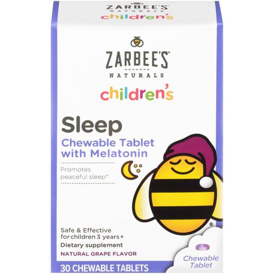 Order Zarbee's Naturals Children's Sleep Chewable Tablet with Melatonin Grape (30 ct) food online from Rite Aid store, Cortland on bringmethat.com