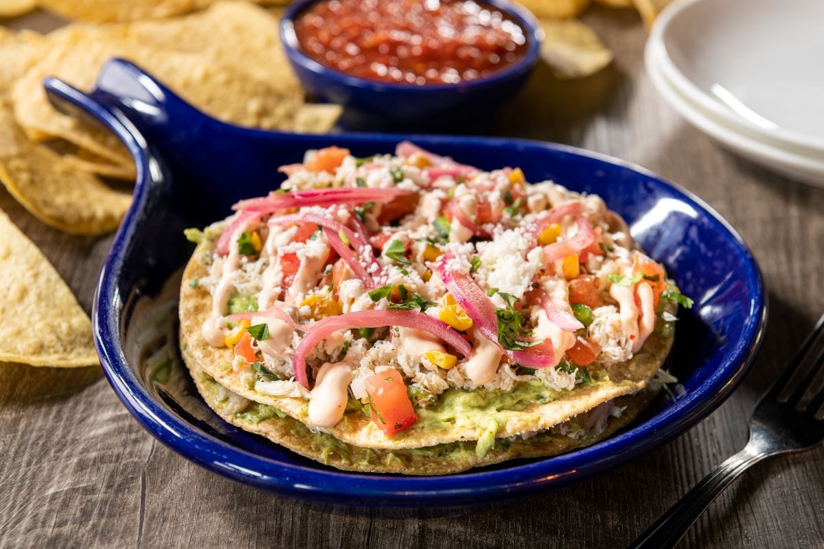 Order Double Stacked Crab Tostada food online from On the Border store, Southaven on bringmethat.com