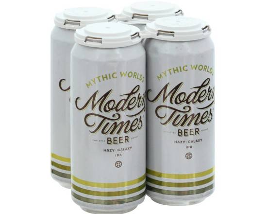 Order Modern Times Myhic Words Hazy Galaxy IPA 4pk - 16 oz Cans food online from Pit Stop Liquor Mart store, El Monte on bringmethat.com