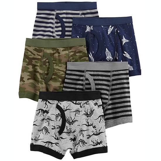 Order carter's® Size 4-5T 5-Pack Camouflage Cotton Boys' Boxer Briefs in Grey food online from Bed Bath & Beyond store, Lancaster on bringmethat.com