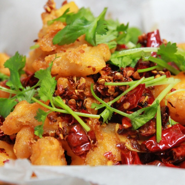 Order V1. Fried Tofu with Explosive Chili P*epper food online from Spices! store, San Francisco on bringmethat.com