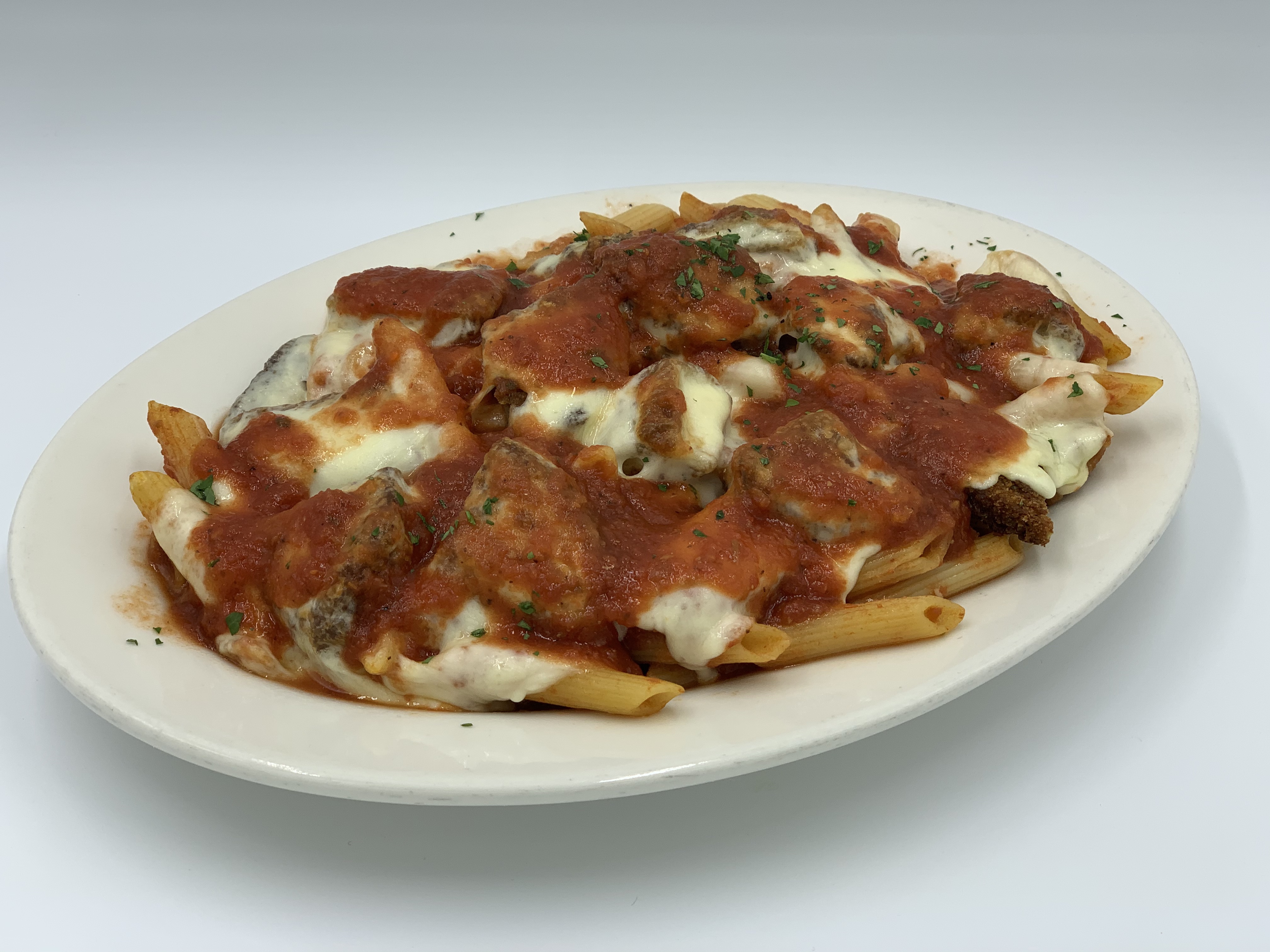Order Baked Ziti Sicilian w/ Eggplant food online from Mario's Pizzeria of Seaford store, Seaford on bringmethat.com