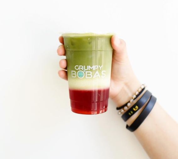Order  Strawberry Matcha Latte food online from Grumpy Bobas store, Somerville on bringmethat.com
