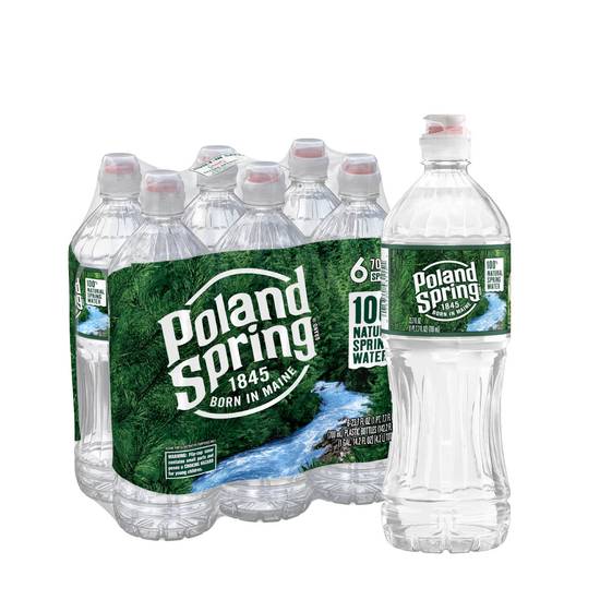 Order Poland Spring 100% Natural Spring Water, 23.7-ounce plastic sport cap  bottles (Pack of 6) food online from Cvs store, VINELAND on bringmethat.com