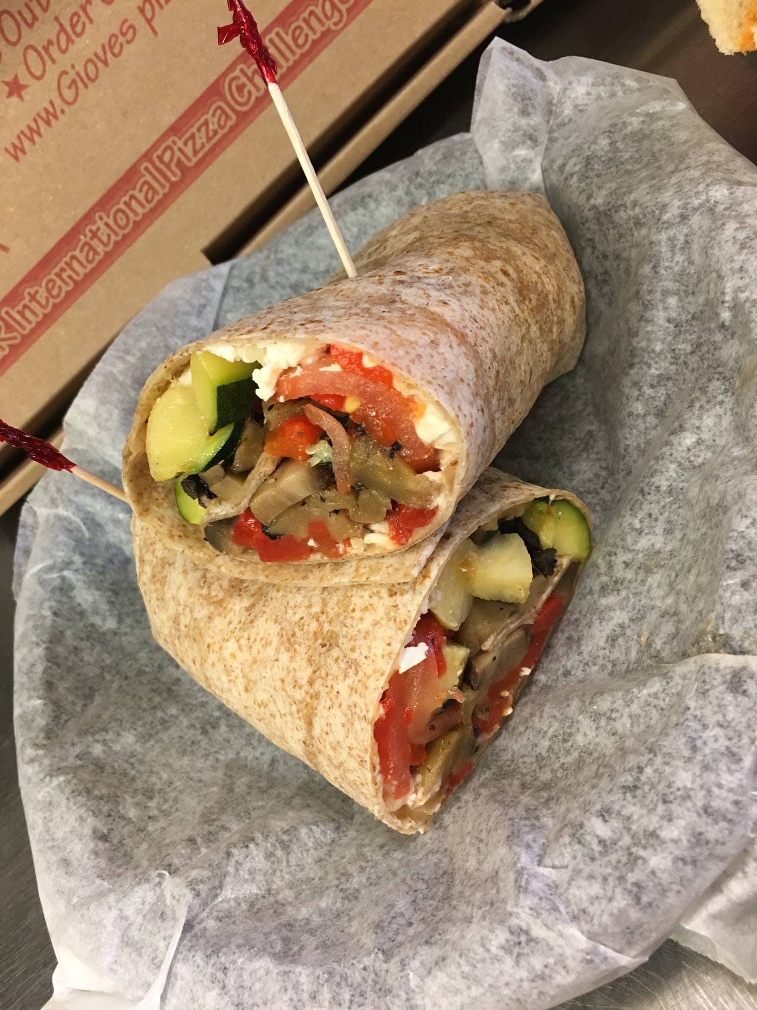Order Grilled Veggie Wrap - 12'' food online from Giove's Pizza store, Trumbull on bringmethat.com