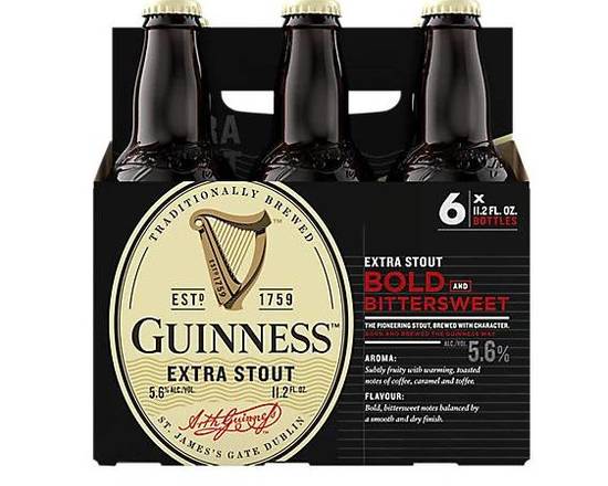 Order Guiness extra stout, 6pk-12 oz-bottle beer (4.2% ABV) food online from Van Ness Liquors store, San Francisco on bringmethat.com