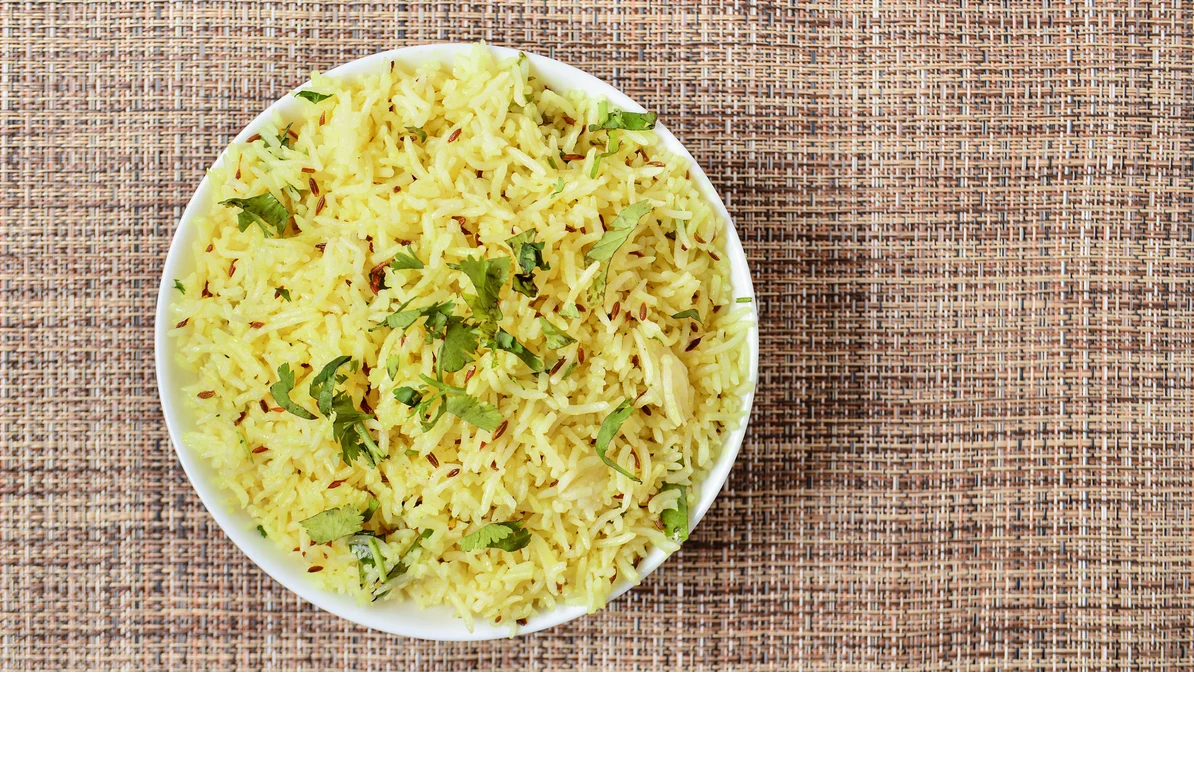 Order Extra -- Yellow Zeera Rice/Flavored Rice food online from Indian Cuisine store, Portage on bringmethat.com