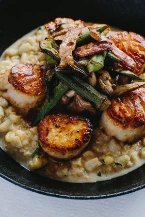 Order Roasted Georges Bank Scallops food online from Brookhaven Bistro store, Atlanta on bringmethat.com