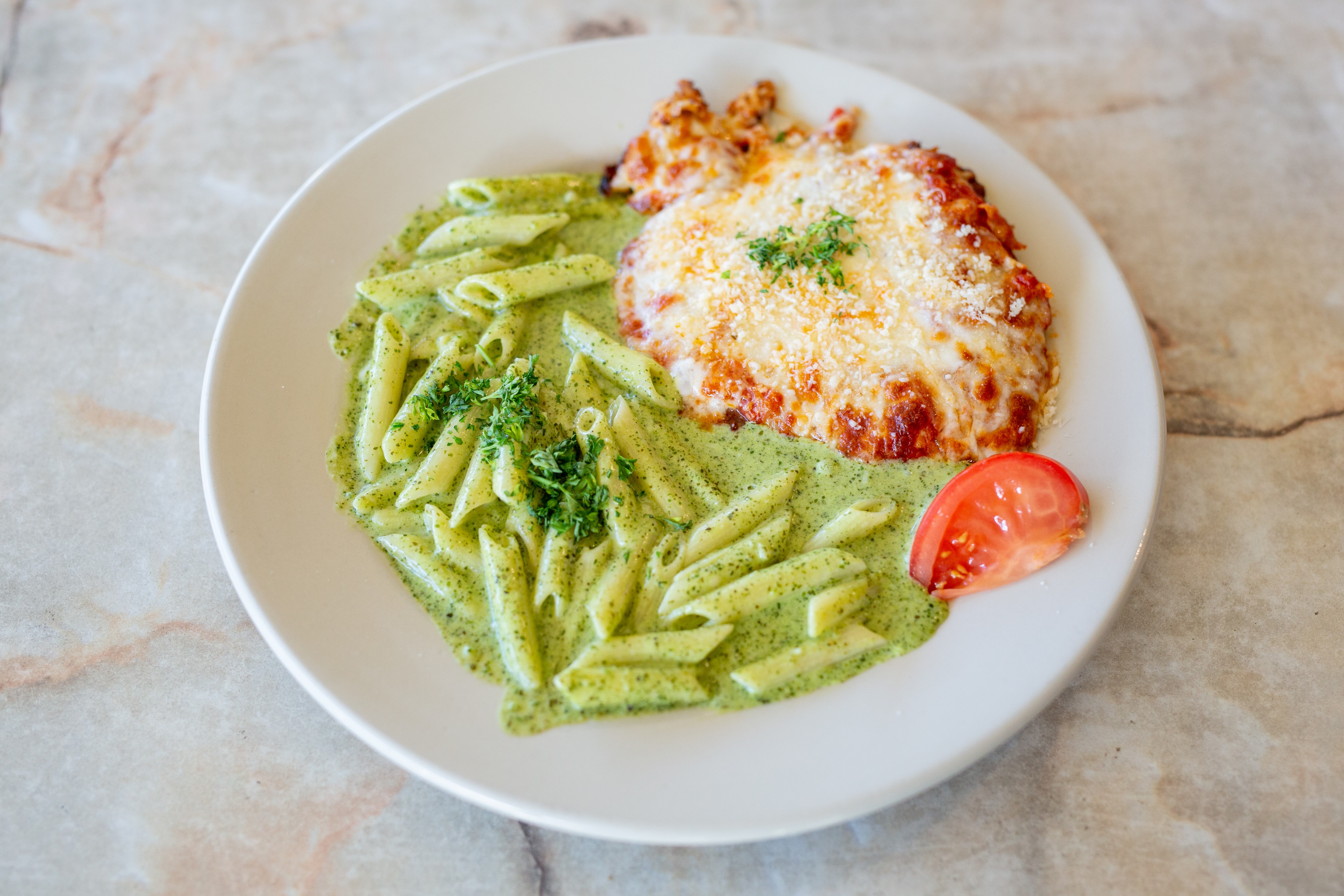 Order Chicken Parmigiana food online from Red Boy Pizza store, Oakland on bringmethat.com