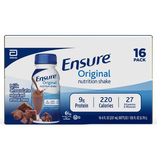Order Ensure Original Ready-to-Drink Nutrition Shake Milk Chocolate (8 oz x 16 ct) food online from Rite Aid store, PITTSBURGH on bringmethat.com