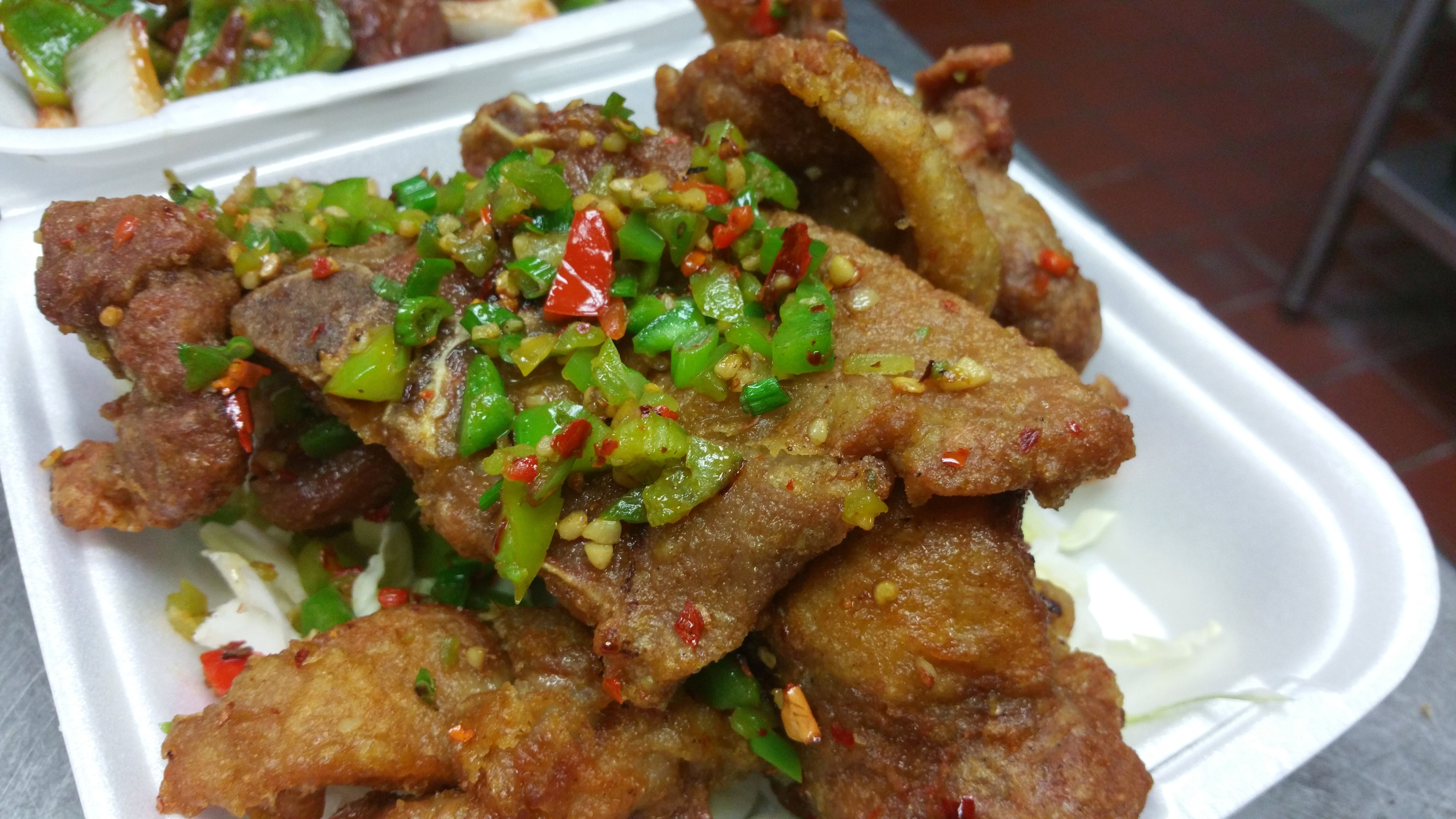 Order 8. Spicy Salt and Pepper Pork Chop food online from Jasmine Garden Chinese restaurant store, Riverside on bringmethat.com