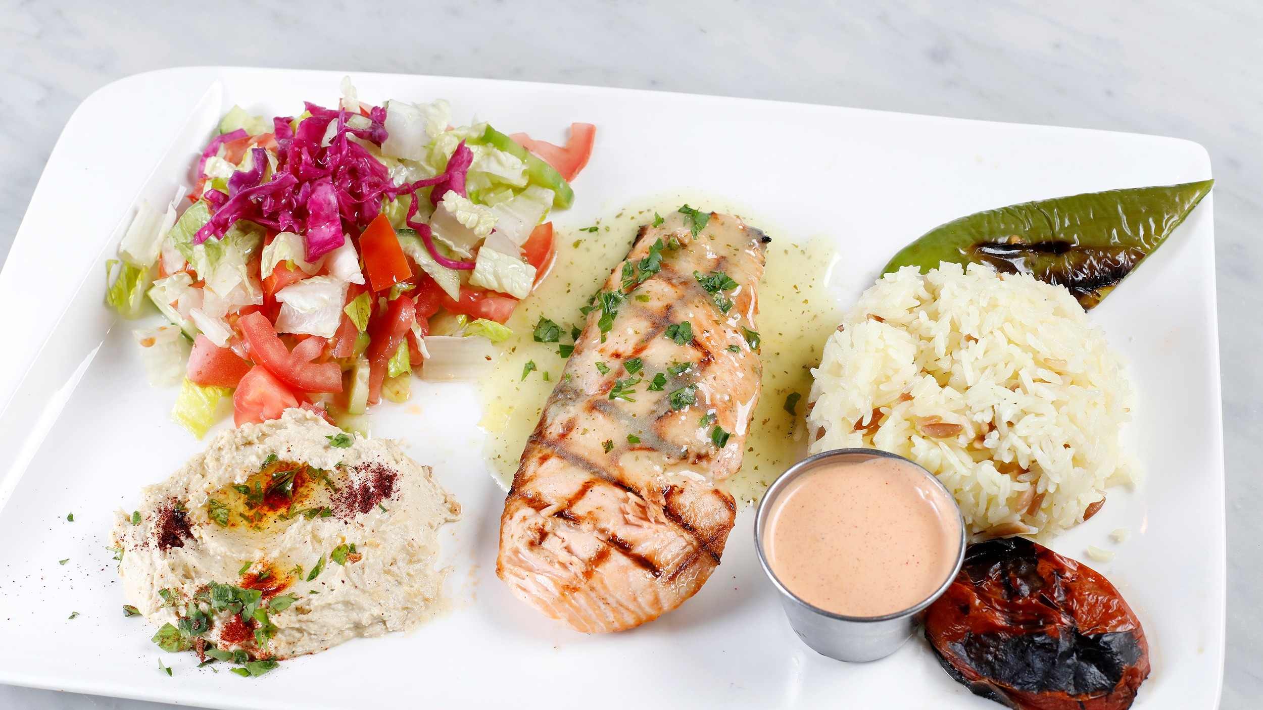 Order Salmon Plate food online from Istanbul Grill store, San Francisco on bringmethat.com