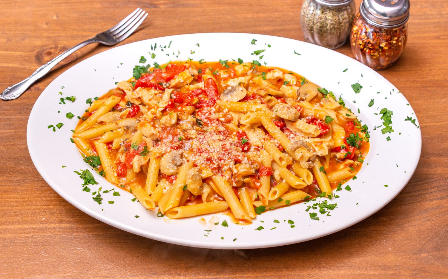 Order Chicken Cacciatore with Penne food online from Mazzella Italian Restaurant store, Wilmington on bringmethat.com
