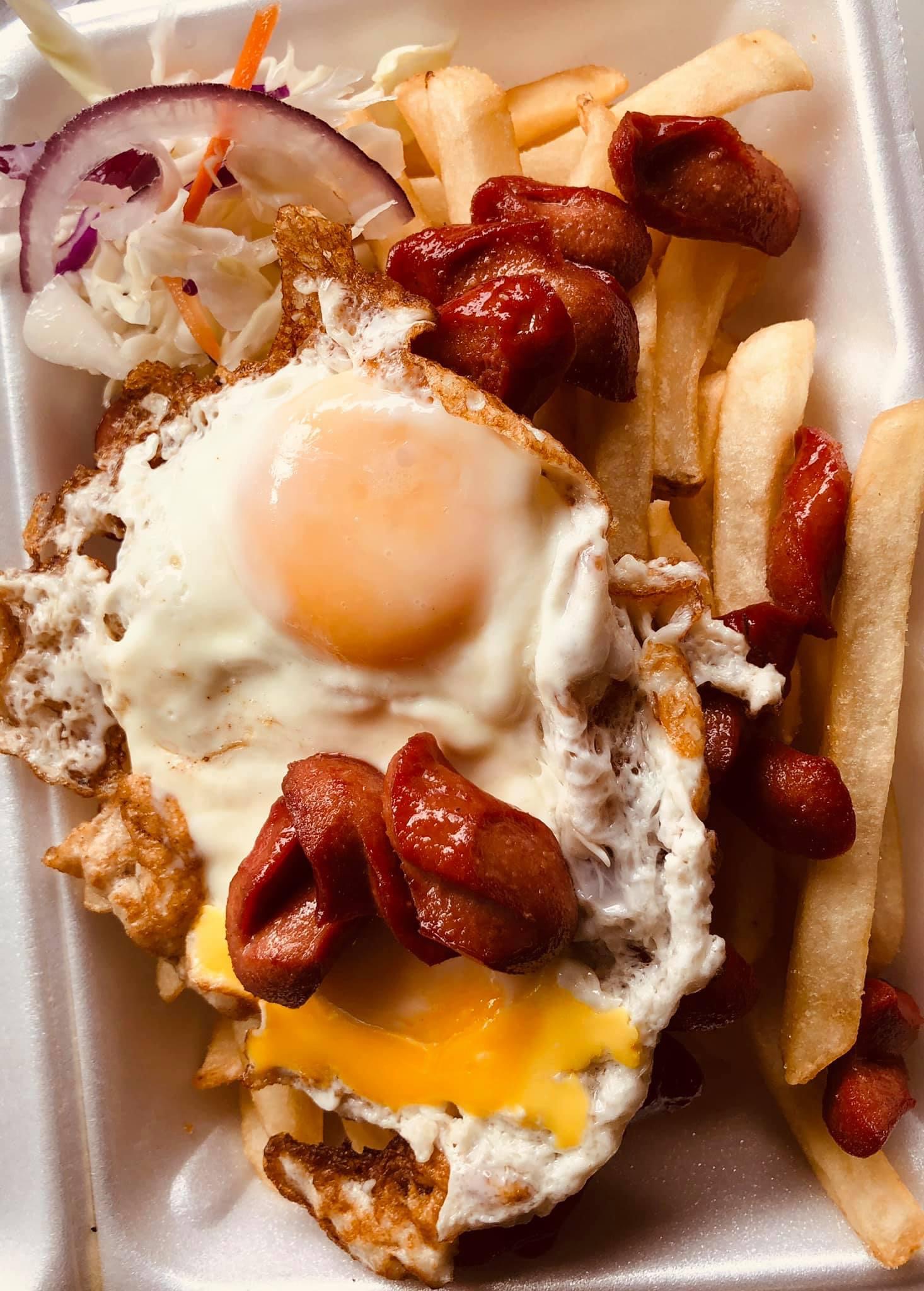 Order 2 fried eggs food online from Chili Dog Restaurant store, New Rochelle on bringmethat.com